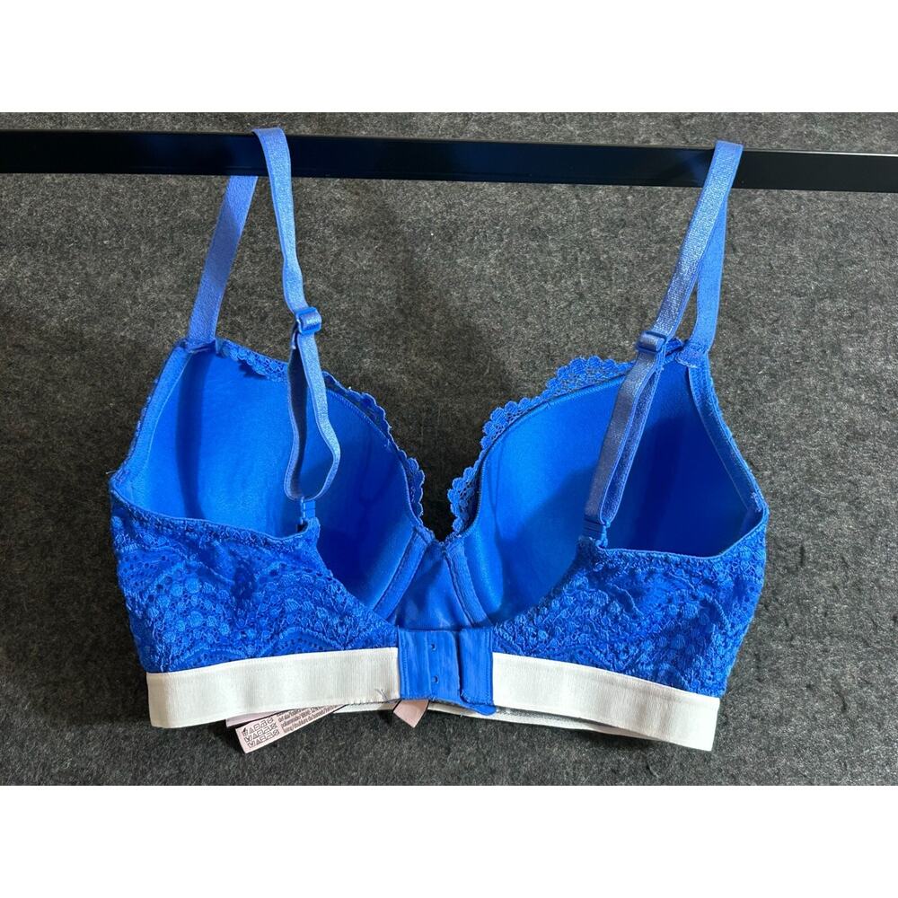 Victorias‎ Secret Bra 32DD Logo Lined Demi Lace Blue Underwire Multi Way Strap - Picture 4 of 8